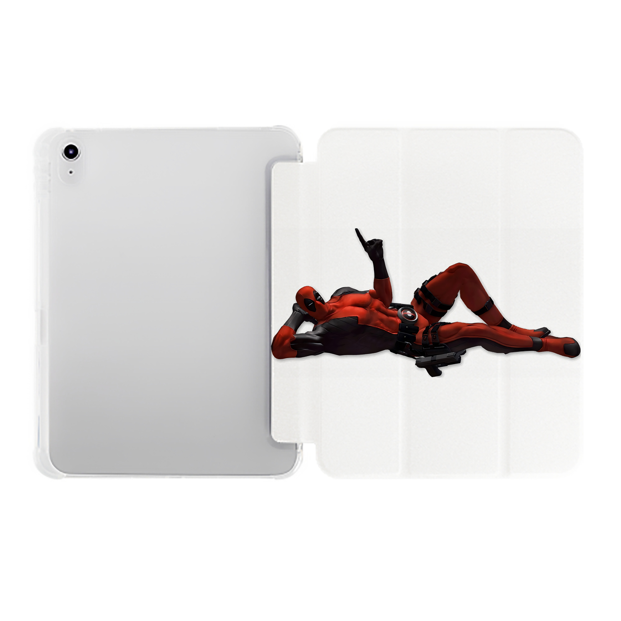 （画像用） Deadpool デッドプール IPad ケース ペン収納付き 三つ折りスタンド PUレザー×シリコン 対応機種9.5/10.5/10.9インチ